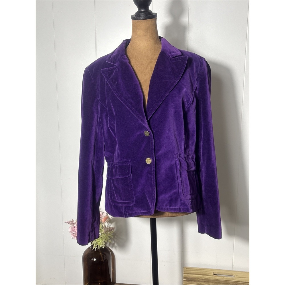 Method Blazer Women's Sz 10 Purple Velvet Jacket Classy Bold